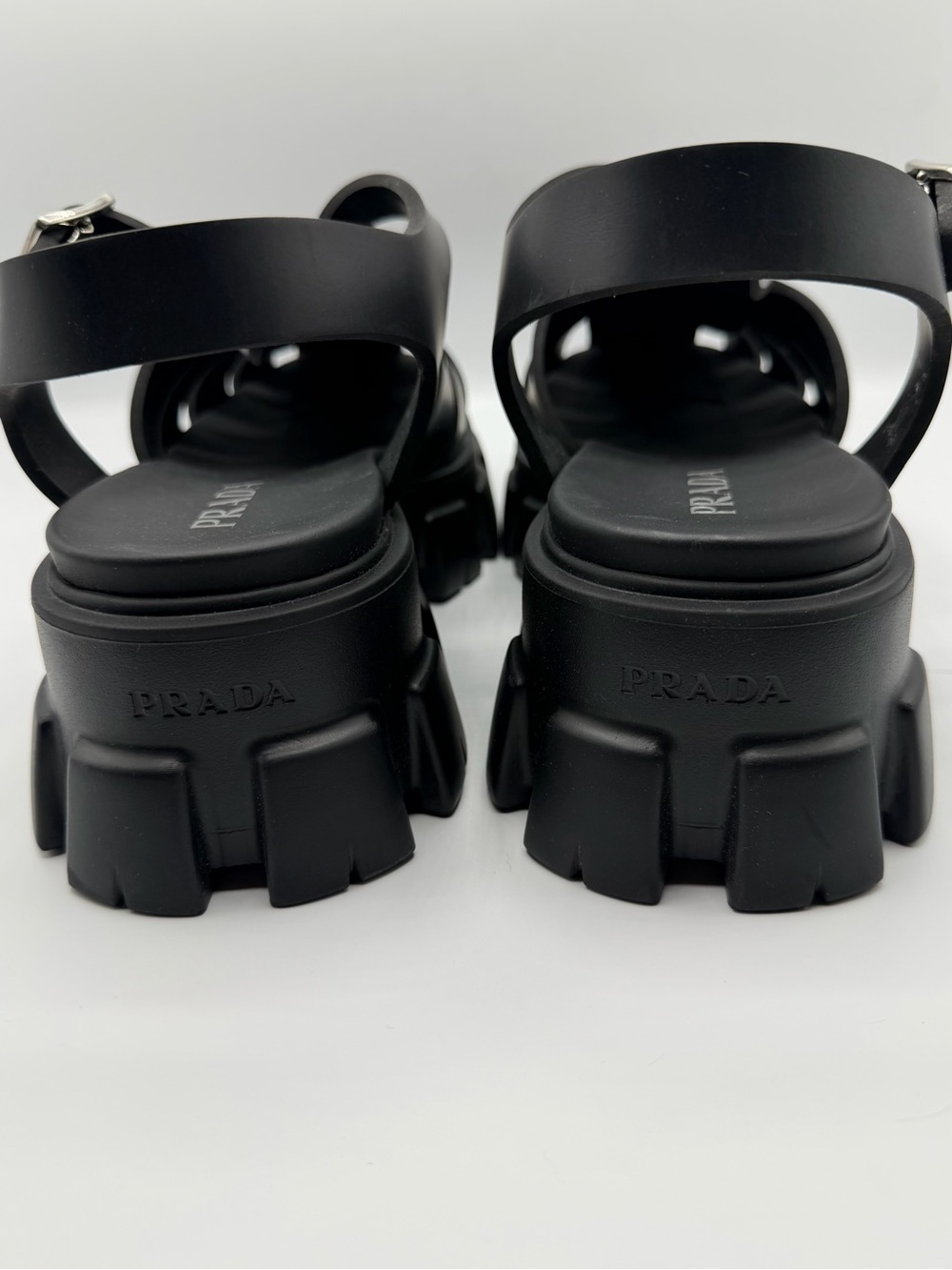 NIB Prada Black Rubber Ultralight Monolith Platform Chunky Strap Sandals EU 41 - Picture 9 of 15